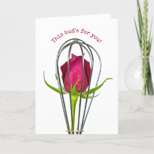Rosa roja en la tarjeta Wire Whisk