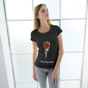 Rosa Roja en Skeleton con camiseta de mano