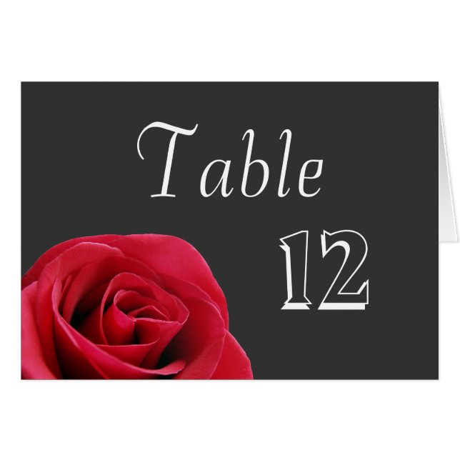 Rosa Roja en tarjetas de números de tabla grises (Anverso (Horizontal))