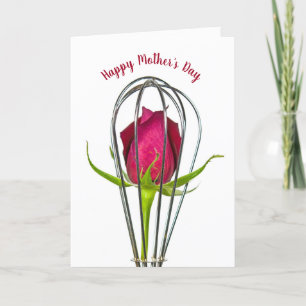 Rosa Roja en Wire Whisk para la tarjeta de mamá