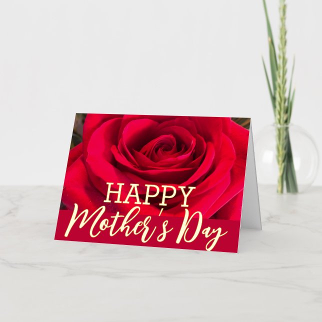 Rosa Roja Feliz Día de la Madre Oro Real (Anverso)