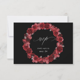 Rosa Roja Floral & Cristal con Comida RSVP - Negro