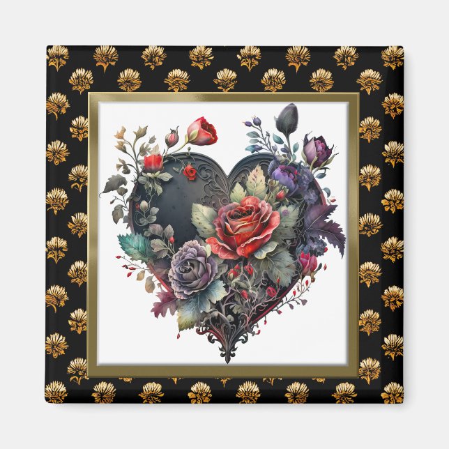 Rosa Roja Gótica y el imán del corazón (Frente)