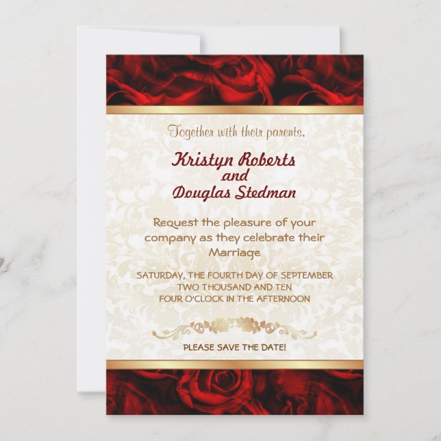 Rosa Roja - Invitación de Boda (Anverso)
