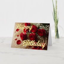 Rosa roja personalizada Tarjeta de cumpleaños eleg