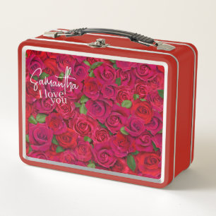 Rosa Roja Profunda con Nombre Personalizado Te Amo
