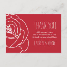 Rosa Roja romántica, tarjetas de agradecimiento