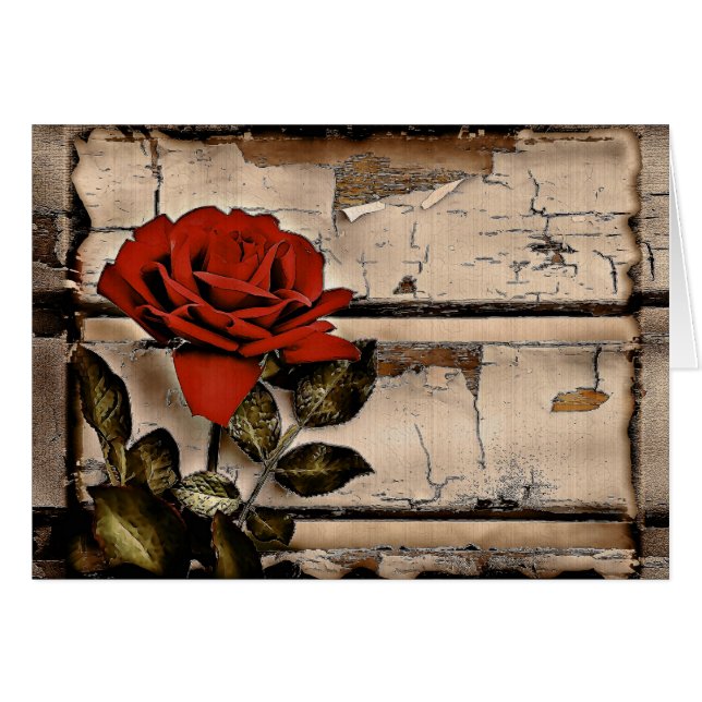 Rosa Roja Rústica De Madera Rústica De Barn De Gru (Anverso (Horizontal))