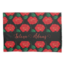 Rosa roja sobre la funda negra