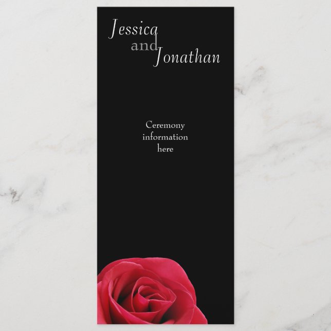 Rosa Roja sobre tarjeta de programa negra (Anverso)