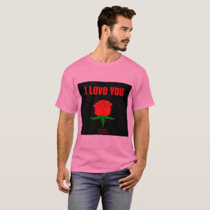 Rosa roja te amo camiseta rosa de los hombres
