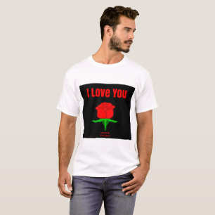 Rosa Roja Te amo la camiseta blanca básica de los 