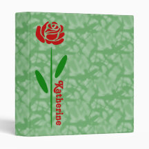 Rosa Roja Única Tallo Verde Hojas Personalizar Nom