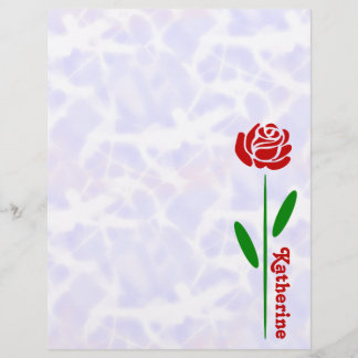 Rosa Roja Única Tallo Verde Hojas Personalizar Nom
