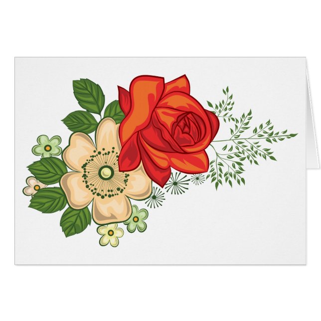 Rosa Roja y Daisies (Anverso (Horizontal))