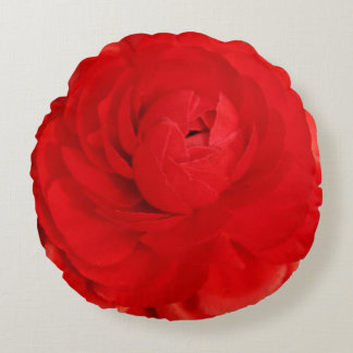 Rosa rojo de la almohada redonda del acento