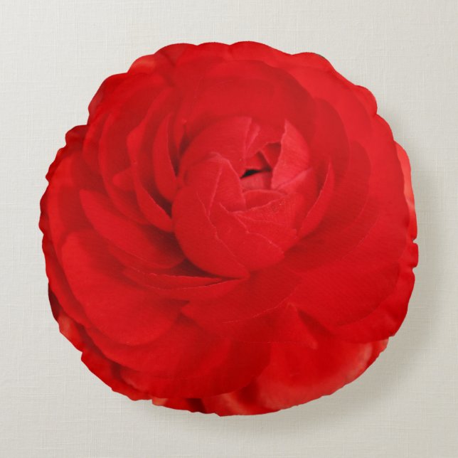 Rosa rojo de la almohada redonda del acento (Anverso)