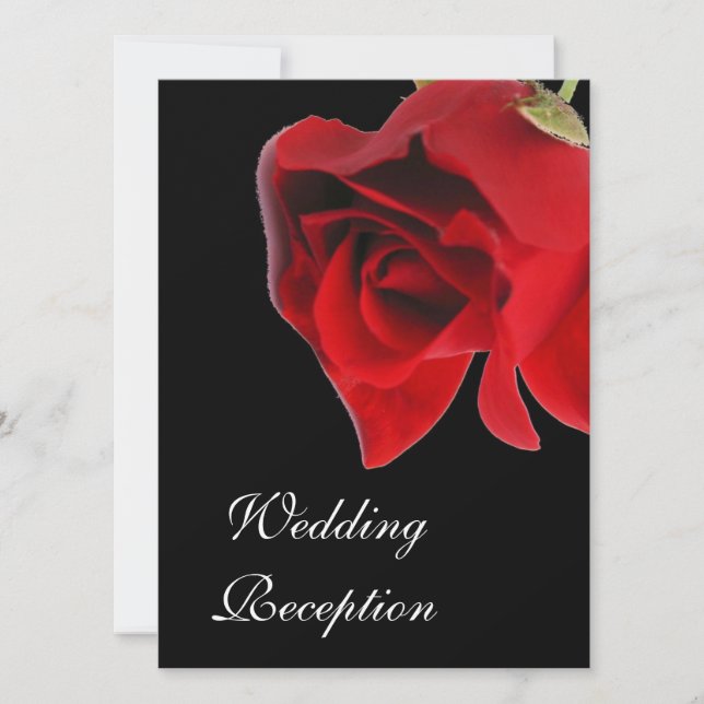 Rosa rojo de la recepción nupcial en la invitación (Anverso)