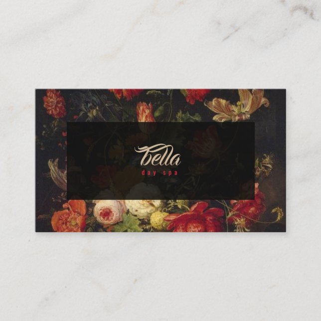 Rosa rojo floral de las tarjetas de visita del (Anverso)