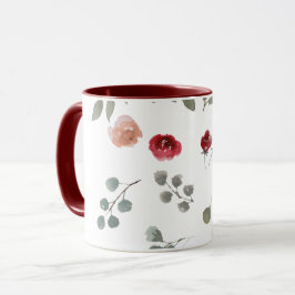 Rosa, rojo, flores, floral, tazas, tazas