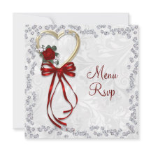 Rosa Romántica, Diamantes y Cinta Roja de Boda