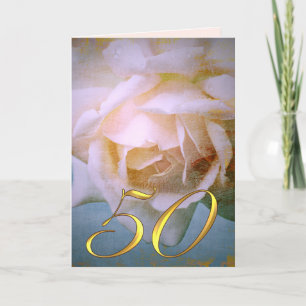 Rosa romántico 50 boda de texto tarjeta de anverse