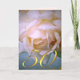 Rosa romántico 50 boda de texto tarjeta de anverse