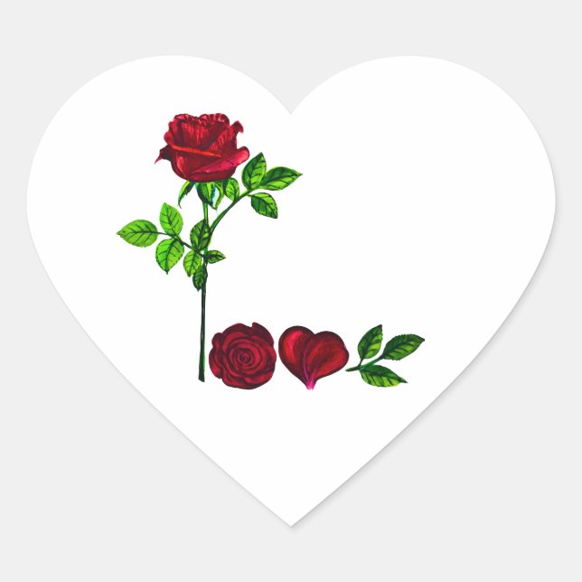 Rosa Romántico de AMOR Pintado A Mano Pegatina Car (Anverso)