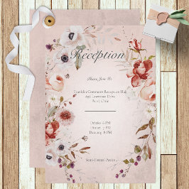 Rosa romántico Tarjeta de recepción de boda floral