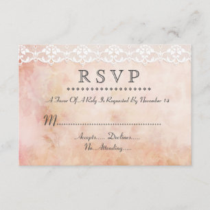 Rosa Romántico Vintage y Personalizado RSVP Weddin