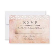 Rosa Romántico Vintage y Personalizado RSVP Weddin