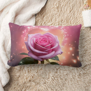 Rosa rosa - almohada lumbar de 13" x 21"