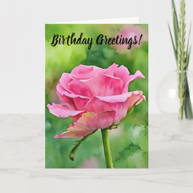 Rosa Rosa Bud abre tarjeta de cumpleaños de arte (Anverso)