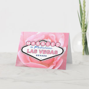 Rosa rosa CASADA CON tarjeta de Las Vegas