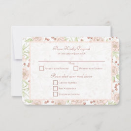 Rosa Rosa Claro Tarjeta de Respuesta de Boda Vinta