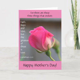 Rosa rosa con verso sobre amor, tarjeta del día de
