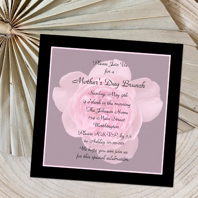Rosa rosa de la invitación a Brunch del Día de la  (Subido por el creador)
