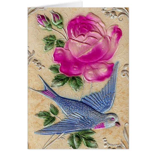 Rosa rosa de pájaro azul (Frente)