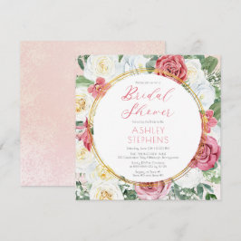Rosa rosa elegante | Invitación a ducha de novia c