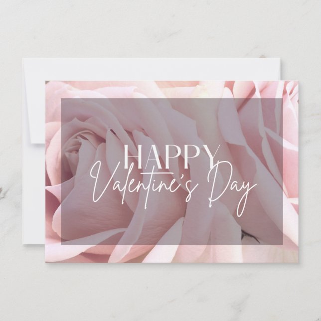 Rosa rosa feliz tarjeta de San Valentín (Anverso)