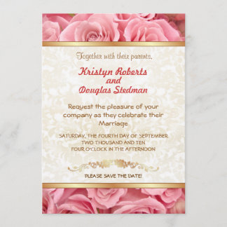 Rosa rosa - Invitación a la boda