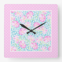 Rosa Rosa Rosa Blanca Mariposas Polkas Reloj de pa