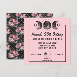 Rosa Rosa Rosa Elegante invitaciones de cumpleaños