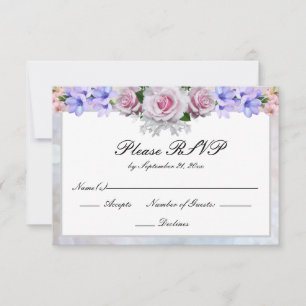 Rosa rosa Silver Bokeh Wedding RSVP
