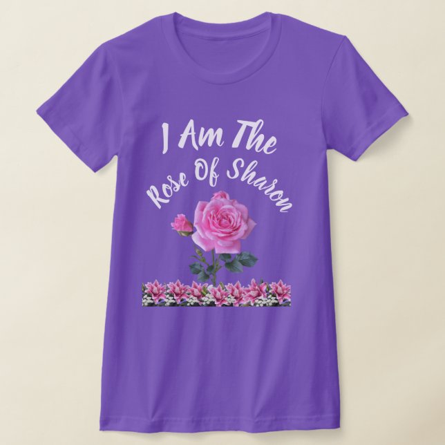 Rosa rosa sobre fondo de lavanda camiseta femenina (Distribución)