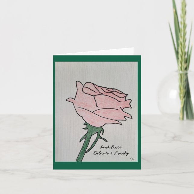 Rosa rosa - Tarjeta de felicitación Delicada y en  (Anverso)