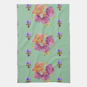 Rosa rosada de Shabby en toalla de té de cocina fl