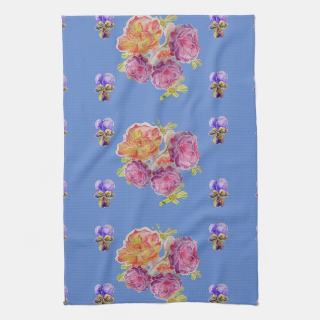 Rosa rosada de Shabby en toalla de té de cocina fl (Vertical)
