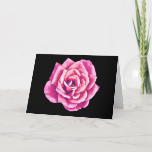 Rosa rosada en tarjeta de nota de arte negro