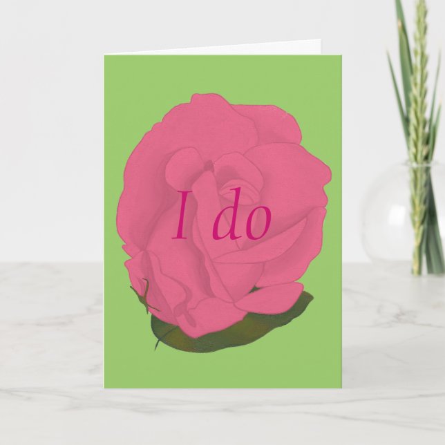 Rosa rosada en verde, lo hago, tarjetas de invitac (Anverso)